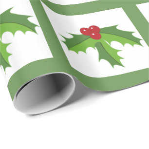 Papel De Presente Holly Berries
