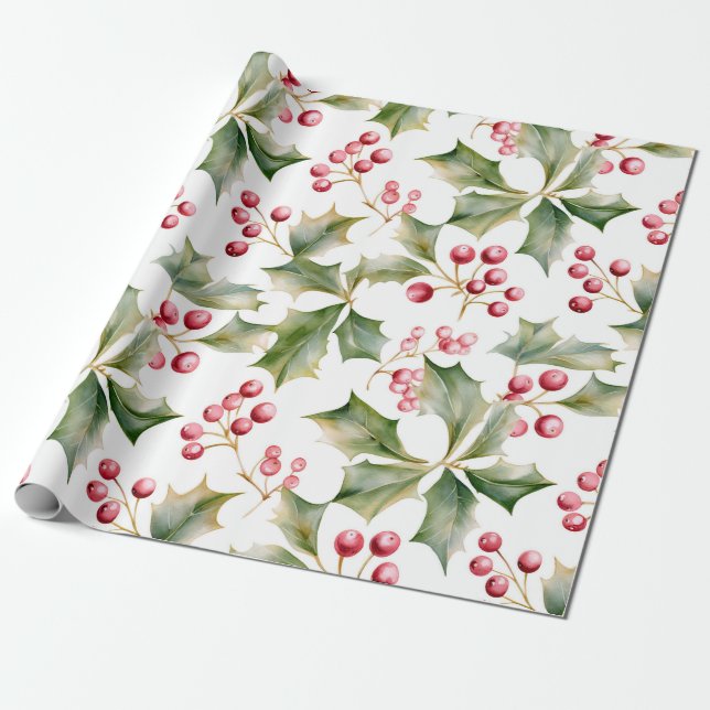 Papel De Presente Holly Berry Wrapping Paper! (Desenrolado)