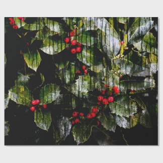 Papel De Presente Holly Berry Wrapping Paper, 30" x 6'