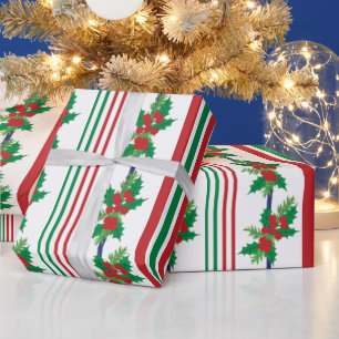 Papel De Presente Holly e Stripes Clássicos