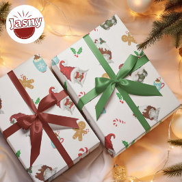 Papel De Presente Holly Gnome Gingerbread Candy Cane Natal 