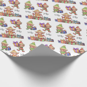 Papel De Presente Holly Jolly Elves