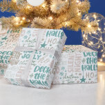 Papel De Presente Holly Jolly Joy Deck the Halls Cream Christmas<br><div class="desc">Apresentamos o nosso moderno Livro de Natal, uma maravilhosa fusão de elegância contemporânea e alegria festiva. Este papel de embrulho apresenta um fundo de creme macio adornado com um padrão caprichoso de palavras clássicas de feriado. Frases lúdicas como "Holly", "jolly", "ho ho ho", "deixe-a nevar", "noite silenciosa", "feliz e brilhante",...</div>