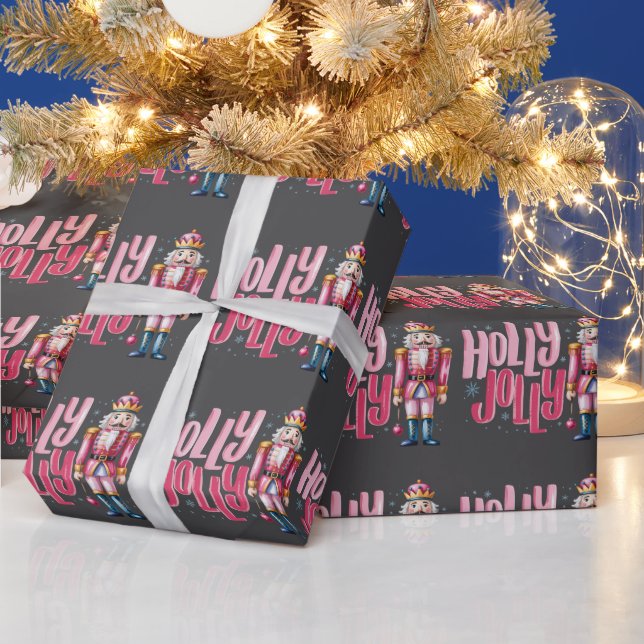 Papel De Presente Holly Jolly Nutcracker Coquette Preppy (Feriados)
