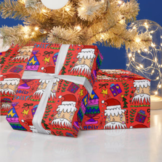Papel De Presente Holly Jolly Santa Wrapping Paper