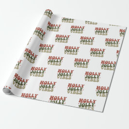 Papel De Presente Holly Jolly Vibes Retro 1960s Presente de Natal
