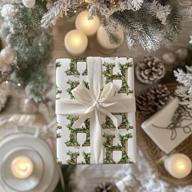 Papel De Presente Holly - Letra H Natal (Criador carregado)