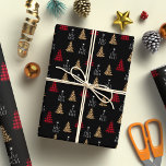 Papel De Presente Holly Night Christmas Buffalo Xadrez e Leopardo<br><div class="desc">Adicione um toque de elegância e talento moderno aos seus presentes com este papel chic de embrulho de Natal. Apresentando uma combinação na moda de xadrezes vermelhas e árvores de Natal impressas pelo leopardo ao lado da frase "O Santa Noite" em um fundo preto elegante, esta design traz um olhar...</div>