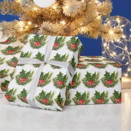 Papel De Presente Holly Pine Tree Woodland Xmas Cozinha