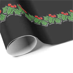 Papel De Presente Holly Sprigs