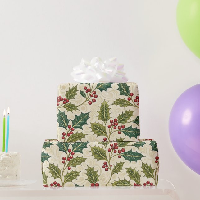 Papel De Presente Holly Whimsy (Presentes para festas)