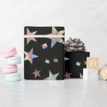 Papel De Presente Holographic Rainbow Wedding Christmas Birthday<br><div class="desc">Escolha este belo papel de embrulho para qualquer celebração. As estrelas holográficas do arco-íris falsas pop contra o fundo preto. Disponível em várias cores brilhantes. Use para aniversários sobre a colina,  casamentos ou qualquer outra celebração.</div>