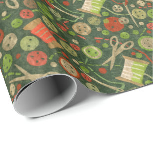 Papel De Presente Home Hobby Sewing DIY Paper Collage Patterno Verde