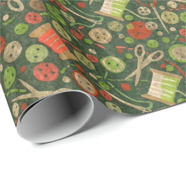 Papel De Presente Home Hobby Sewing DIY Paper Collage Patterno Verde (Ponta do rolo)