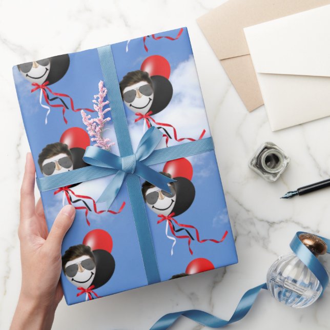 Papel De Presente Homem Balões de Aniversário no Céu (Presentear)