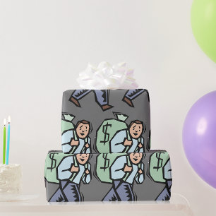 Papel De Presente Homem Carregando Grande Saco de Dinheiro