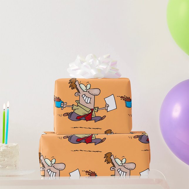 Papel De Presente Homem Correndo Com Café (Criador carregado)