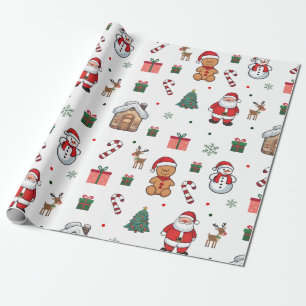 Papel De Presente Homem de gengibre moderno do Natal Papai Noel Vead
