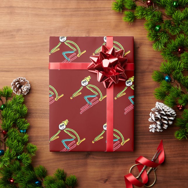 Papel De Presente Homem de Neve de Esqui (Presente de Natal)