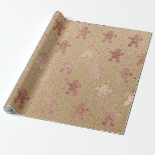 Papel De Presente Homem de pão-de-espécie Dourado cor-de-rosa Kraf