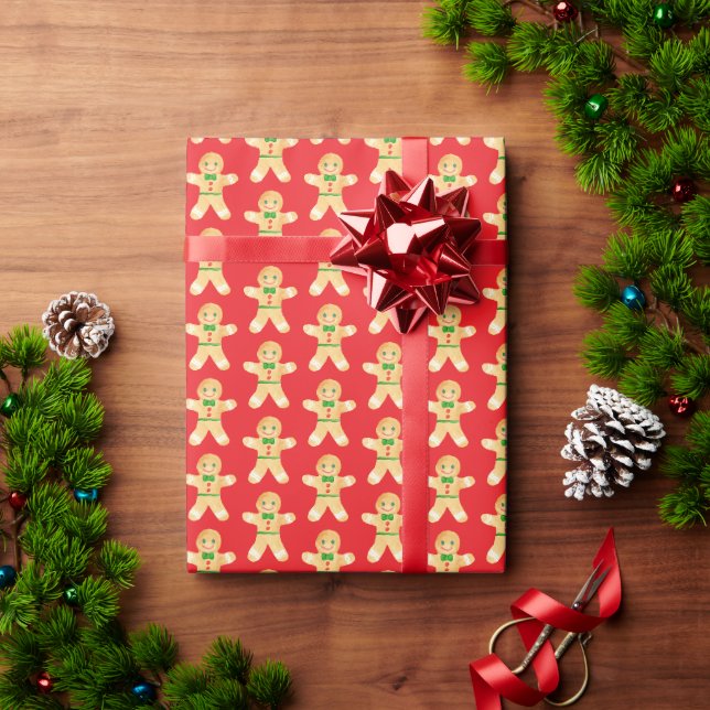 Papel De Presente Homem de Pão de Gengibre à Antiga (Presente de Natal)