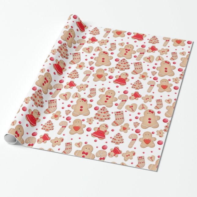 Papel De Presente Homem de Pão de Mel Biscoitos Assados Rústico Capr (Desenrolado)