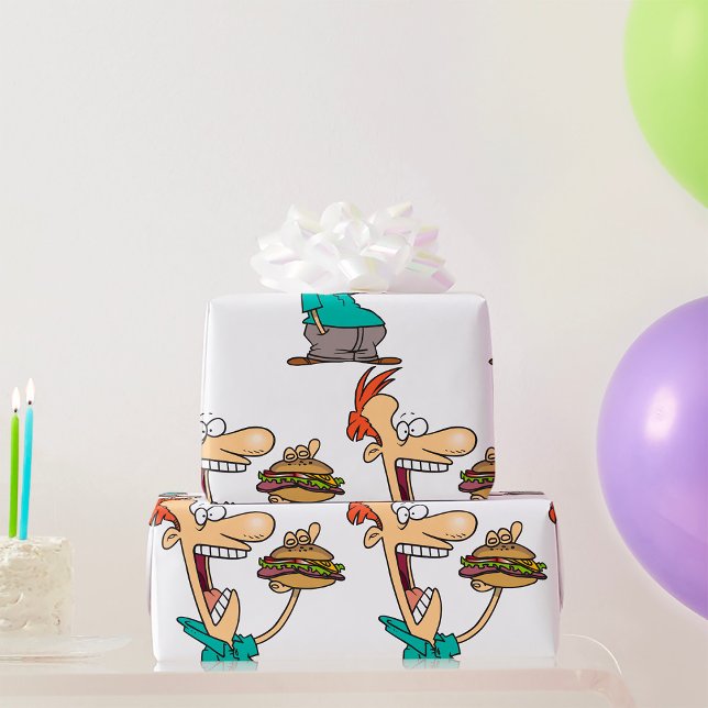 Papel De Presente Homem Engraçado Comendo Sanduíche (Criador carregado)