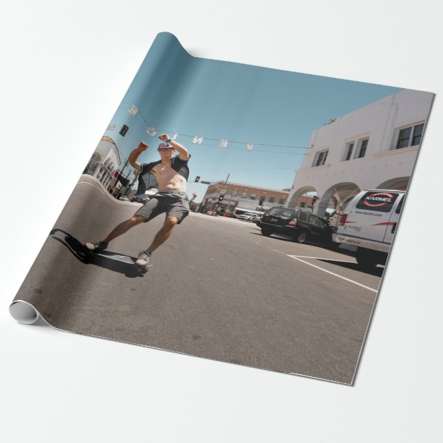 Papel De Presente Homem jogando skate (Desenrolado)