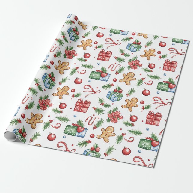 Papel De Presente Homem-pão de Natal bonito (Desenrolado)