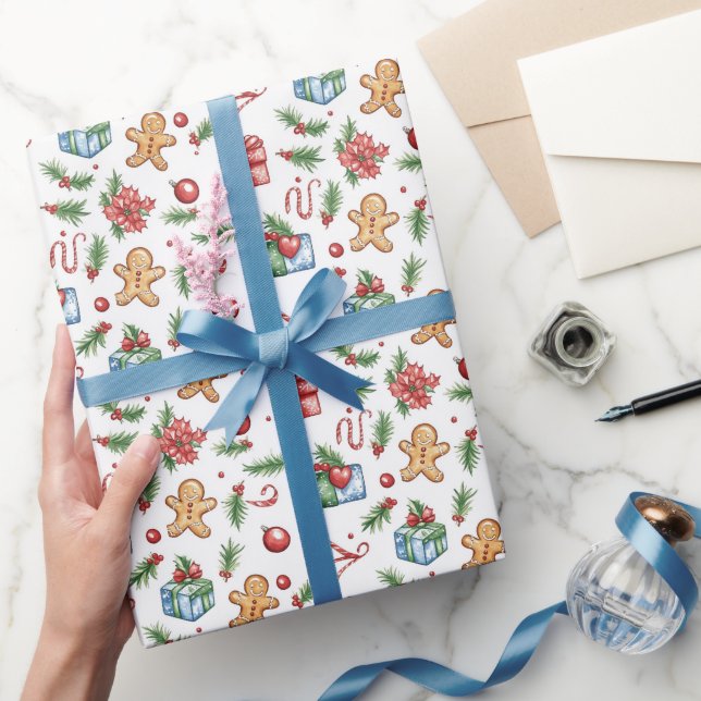 Papel De Presente Homem-pão de Natal bonito (Presentear)