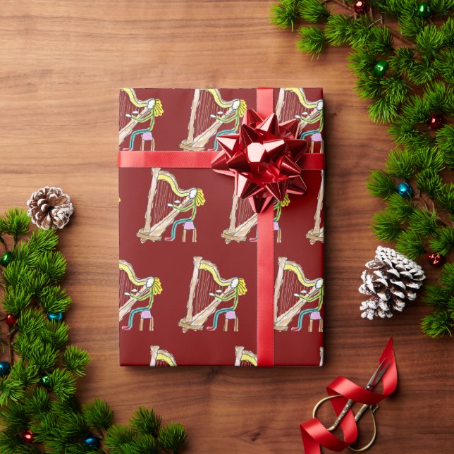 Papel De Presente Homem Pau Tocando Harpa (Presente de Natal)