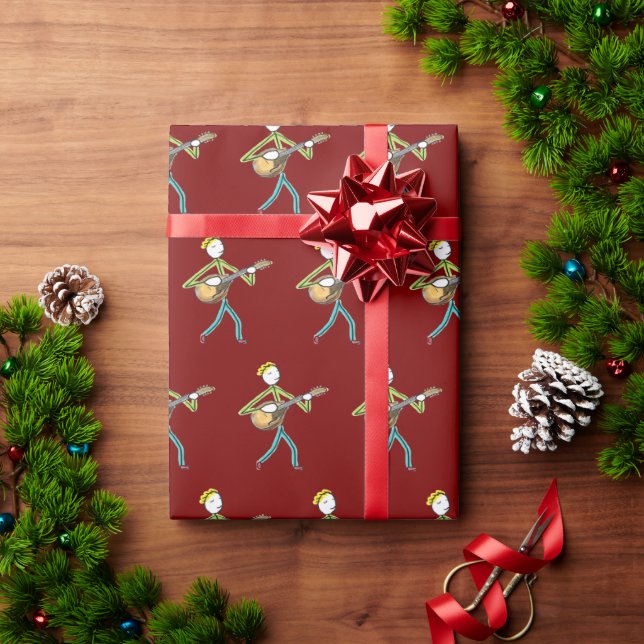 Papel De Presente Homem Tocando Bandolim (Presente de Natal)