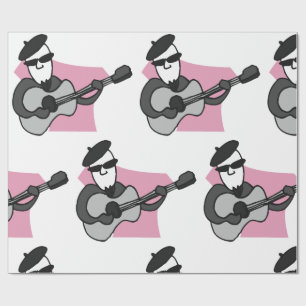 Papel De Presente Homem Usando Boina Tocando Violão