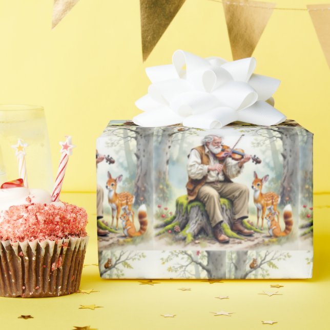 Papel De Presente Homem Velho Jogando Inadinho Na Floresta (Festa de aniversário)