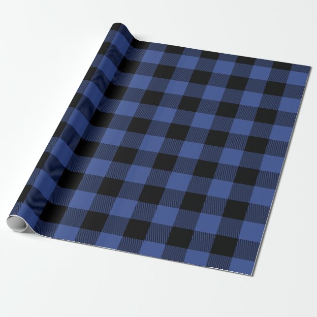 Papel De Presente Homem Xadrez do Flannel Azul Lumberjack Buffalo (Desenrolado)
