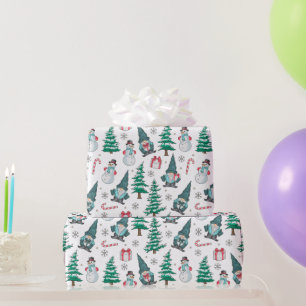 Papel De Presente Homens de Neve Gnomos Bengalas Presentes de Natal