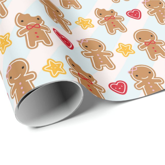 Papel De Presente Homens de pão-de-espécie bonitos de Kawaii do (Ponta do rolo)