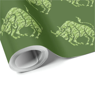 Papel De Presente Horoscópio Zodiac - Sinal de Estrela Verde Taurus