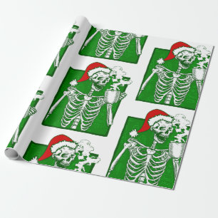 Papel De Presente horror do esqueleto de café de natal gótico