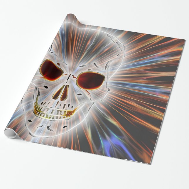 Papel De Presente Horror gótico do crânio (Desenrolado)