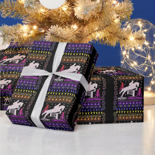 Papel De Presente Horseback Andando Saltando Feliz Natal Enrolando