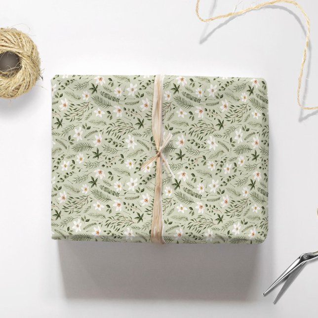 Papel De Presente Hortelã Floral Flor de Margarida  (Criador carregado)