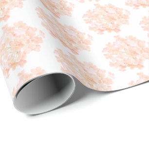 Papel De Presente Hortênsia Cor de Pêssego Sobre Branco