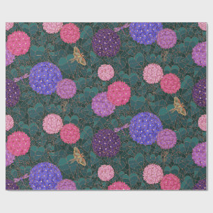 Papel De Presente Hortênsia de Mariposa ao Luar Jardim Bronze Grande