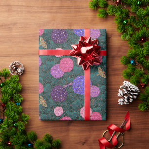 Papel De Presente Hortênsia de Mariposa ao Luar Jardim Bronze Médio