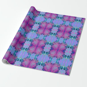 Papel De Presente Hortênsia Limelight Azul Escuro e Magenta Elegante