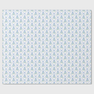 Papel De Presente Hortênsias Azuis e Verdes Elegantes