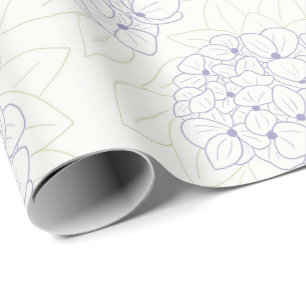 Papel De Presente Hortênsias Roxas delineadas