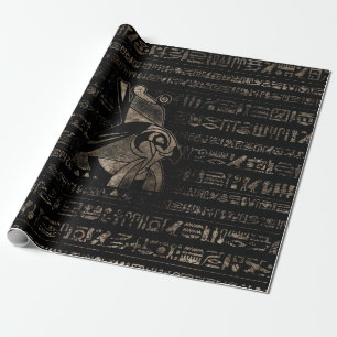 Papel De Presente Horus egípcio - ouro vintage em preto