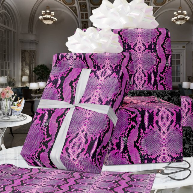 Papel De Presente Hot Pink Boa Constritor Snakeskin (Criador carregado)